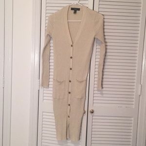 Long Button Down Cream Cardigan